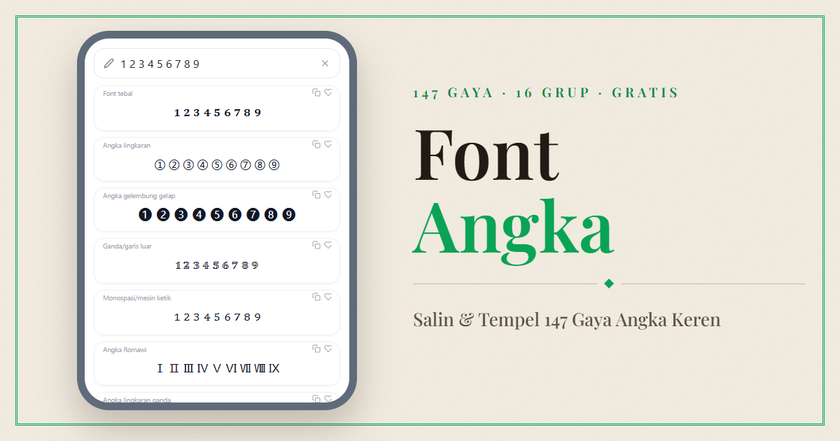 Generator Font Angka — Salin & Tempel 147 Gaya Angka Keren